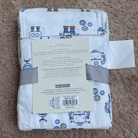 cloud island Bedding New In Package Fitted Crib Sheet Robot Baby